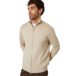 Threadbare Mens Wynnstay Knitted Full Zip Cardigan / Oatmilk